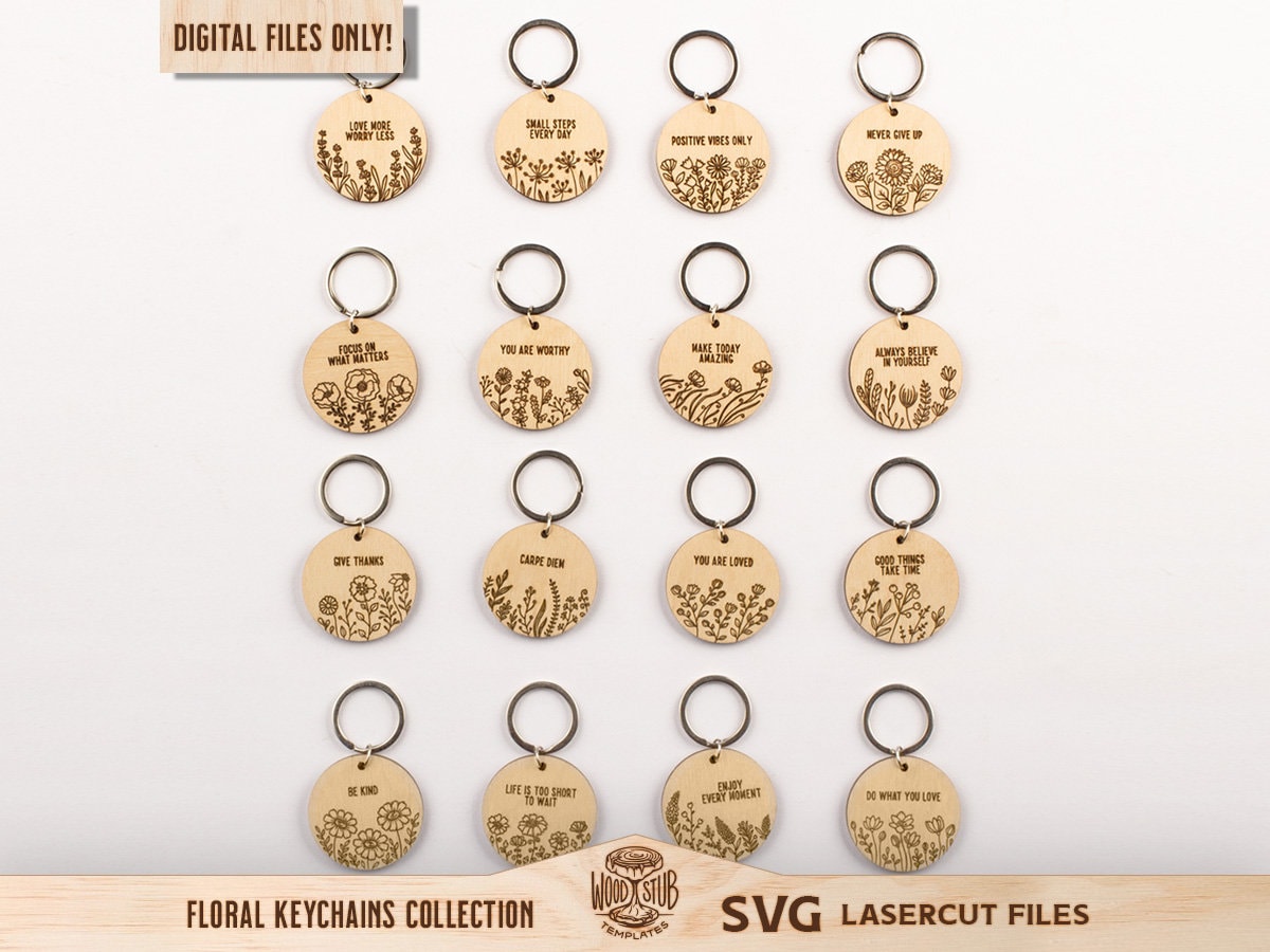 Floral keychain svg, Motivational Keychain SVG, Keychain SVG, Motivational SVG, Motivational quotes, Glowforge svg, Laser cut file
