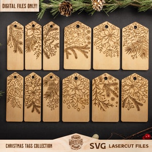 Christmas Ornaments, Christmas Tags SVG, Christmas SVG, Christmas laser file, Christmas Glowforge, Glowforge svg, Laser cut file