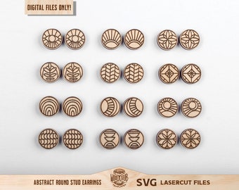 Abstrakte Ohrringe SVG, geometrische Ohrringe SVG, Ohrringe Laserdatei, Ohrstecker SVG, Ohrringe Glowforge SVG, Glowforge SVG, Laser geschnittene Datei