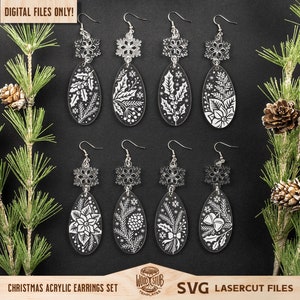 Christmas Earrings SVG, Christmas Laser File, Christmas SVG, Christmas SVG Bundle, Earrings svg, Glowforge svg