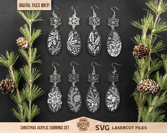 Christmas Earrings SVG, Christmas Laser File, Christmas SVG, Christmas SVG Bundle, Earrings svg, Glowforge svg