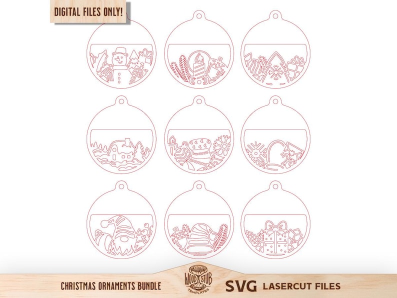 Adornos navideños SVG, Adorno familiar SVG, Paquete de SVG navideños, Navidad Glowforge, Adornos SVG, Glowforge SVG imagen 4
