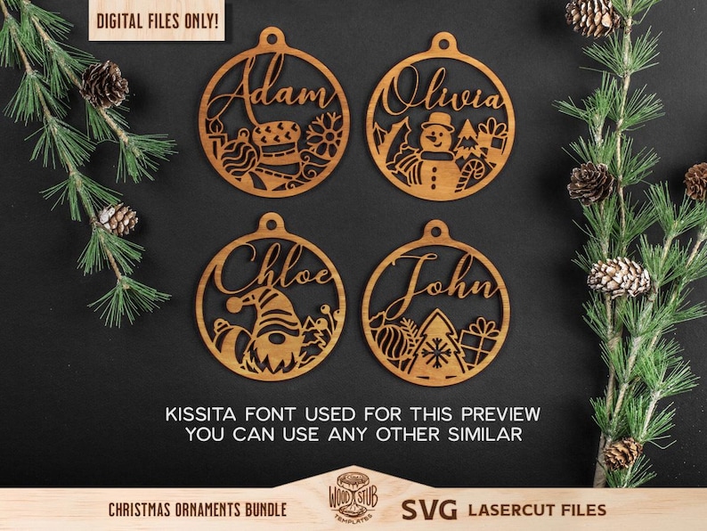 Christmas Ornaments SVG, Family Ornament SVG, Christmas svg bundle, Christmas Glowforge, Ornaments svg, Glowforge svg image 7