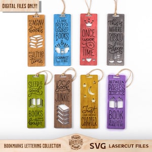 Lesezeichen Bundle SVG, Lesezeichen SVG, Lesezeichen Laserdatei, Lesezeichen Glowforge, Buch Zitate svg, Glowforge svg, Laser cut Datei