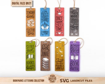 Bookmarks Bundle SVG, Bookmark SVG, Bookmark laser file, Bookmark Glowforge, Book quotes svg, Glowforge svg, Laser cut file