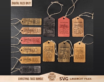 Paquet d’étiquettes de Noël, étiquettes de Noël SVG, fichier laser d’étiquettes de Noël, Noël Glowforge svg, Glowforge svg, fichier découpé au laser