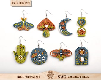 Pendientes mágicos SVG, Pendientes SVG, Pendientes mágicos, Pendientes Glowforge svg, Glowforge svg, Archivo cortado por láser