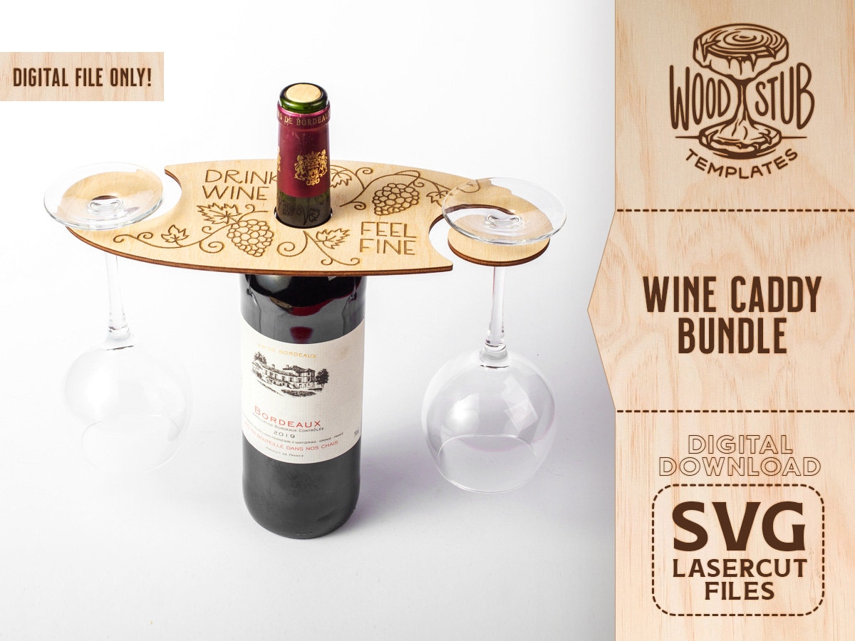 Wine Caddy SVG Bundle Wine Holder SVG Wine Glass Holder Etsy
