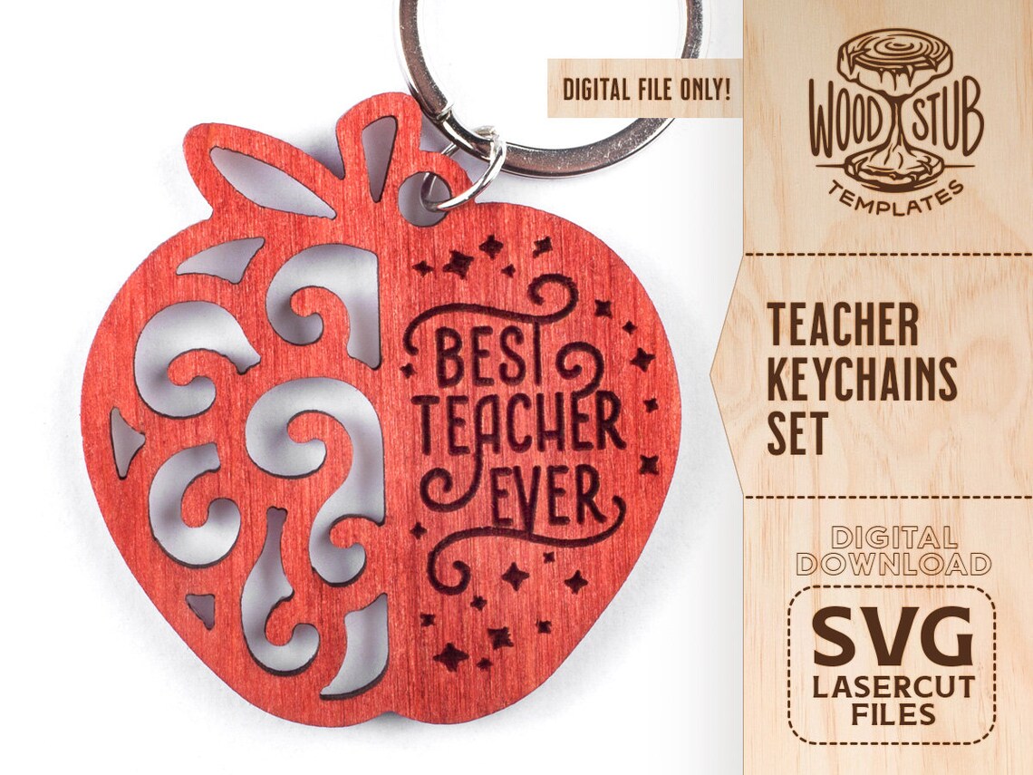 Teacher Keychain SVG Teacher SVG Teacher laser file Teacher Etsy