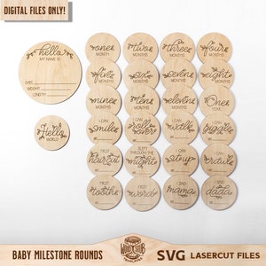 Baby Milestone SVG, Monthly Milestone SVG, Milestone tours SVG, Baby Milestone tours, Floral Rounds svg, Annonce de naissance svg, Glowforge