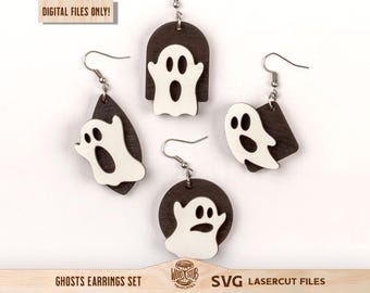 Ghost Earrings svg, Halloween Earrings SVG, Earrings SVG, Halloween svg, Spooky Earrings svg, Glowforge svg