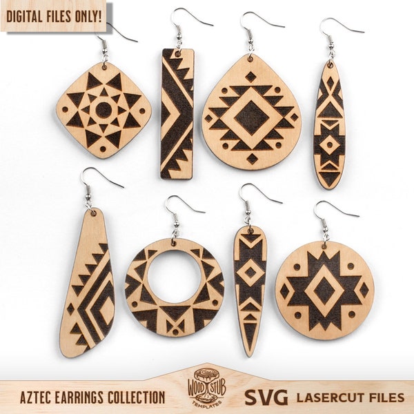 Aztec Earrings SVG, Aztec Earrings, Earrings SVG, Boho earrings svg, Geometric Earrings svg, Glowforge svg, Laser cut file