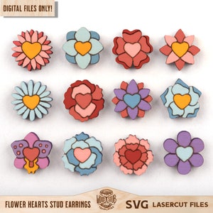 Valentines Day Earrings, Floral earrings svg, Flower laser file, Valentines Day svg, Earrings svg bundle, Jewelry template, Laser cut file