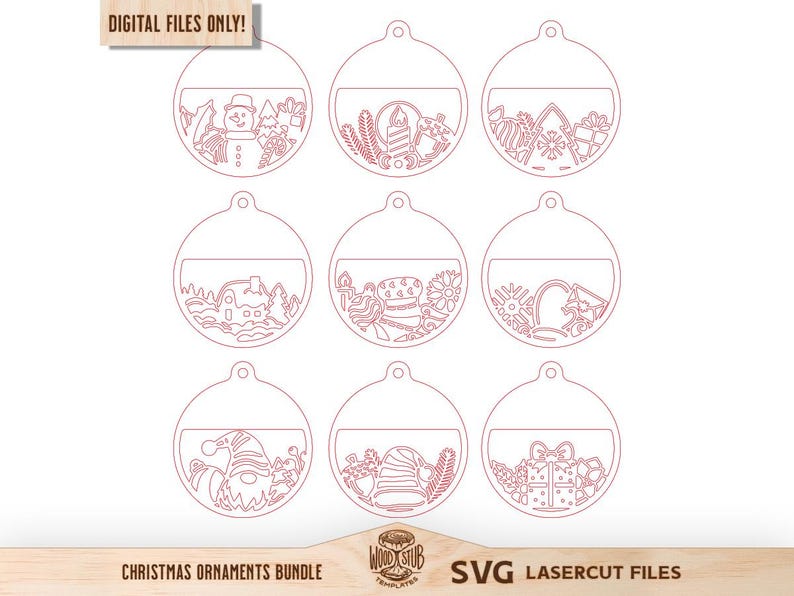 Christmas Ornaments SVG, Family Ornament SVG, Christmas svg bundle, Christmas Glowforge, Ornaments svg, Glowforge svg image 5