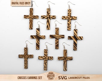 Cross Earrings SVG, Earrings SVG, Cross Earring, Floral Earrings svg, Earring svg, Glowforge svg, Laser cut file
