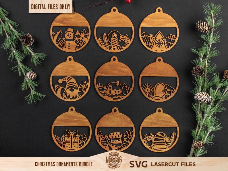 Christmas Ornaments SVG, Family Ornament SVG, Christmas svg bundle, Christmas Glowforge, Ornaments svg, Glowforge svg image 2