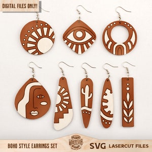 Boho oorbellen SVG, geometrische oorbellen SVG, oorbellen laserbestand, oorbellen Glowforge SVG, Glowforge SVG, lasergesneden bestand