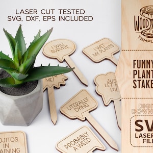 Rolig växtmarkör, roliga växtpinnar, växtpinnar SVG, trädgårdspinnar paket, trädgårdsmarkörer SVG, Glowforge svg, laserskuren fil bild 3