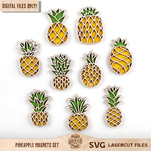 Bundle d'aimants ananas, lot SVG ananas, SVG ananas, ananas SVG, svg décoration maison, svg Glowforge, fichier découpé au laser