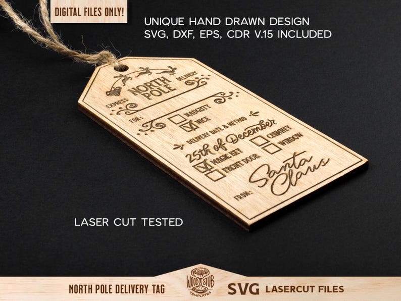 Polo Norte SVG, Navidad SVG, Etiqueta del Polo Norte, Etiqueta de entrega SVG, Glowforge de Navidad, Etiqueta de regalo SVG, Glowforge SVG, Archivo cortado con láser imagen 3