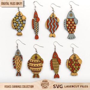 Fische Ohrringe, Ohrringe SVG, Ohrringe Laser-Datei, Ohrringe Glowforge svg, Glowforge svg, Laserschnittdatei