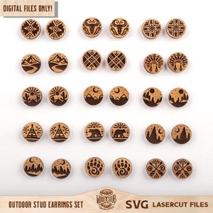 Berg Ohrringe SVG, Outdoor Ohrringe SVG, Ohrstecker SVG, Outdoor Ohrring SVG, Ohrringe Laser-Datei, Glowforge svg