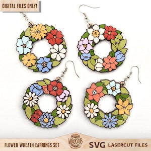 Floral Earrings SVG, Flower Earrings SVG, Earrings laser file, Earrings Glowforge svg, Glowforge svg, Laser cut file