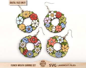 Floral Earrings SVG, Flower Earrings SVG, Earrings laser file, Earrings Glowforge svg, Glowforge svg, Laser cut file