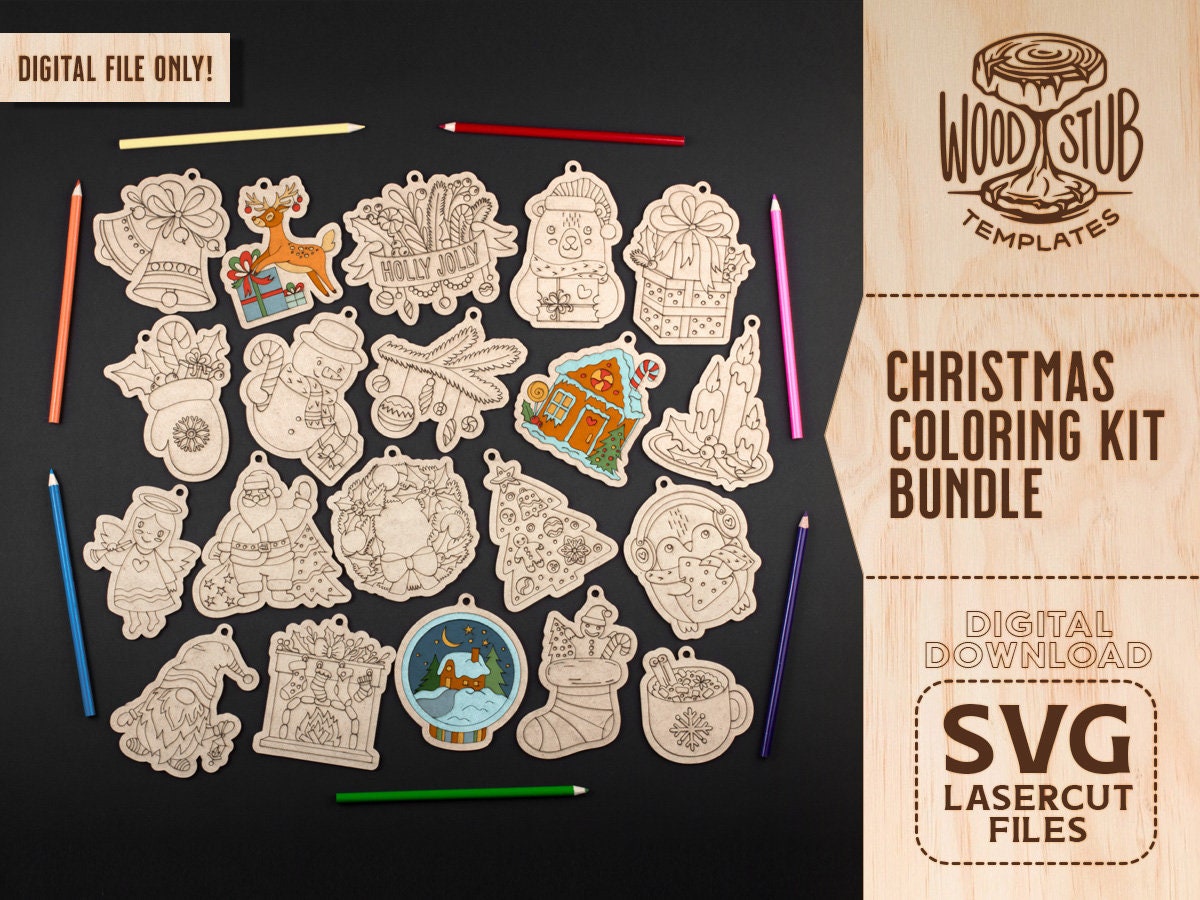 Christmas Coloring Kit Bundle Christmas Ornaments SVG - Etsy