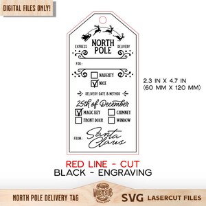 Polo Norte SVG, Navidad SVG, Etiqueta del Polo Norte, Etiqueta de entrega SVG, Glowforge de Navidad, Etiqueta de regalo SVG, Glowforge SVG, Archivo cortado con láser imagen 2