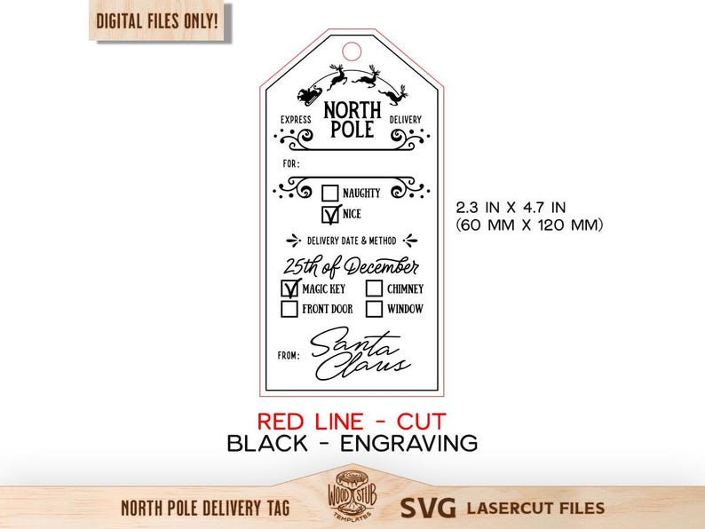 Polo Norte SVG, Navidad SVG, Etiqueta del Polo Norte, Etiqueta de entrega SVG, Glowforge de Navidad, Etiqueta de regalo SVG, Glowforge SVG, Archivo cortado con láser imagen 2