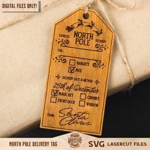 Polo Norte SVG, Navidad SVG, Etiqueta del Polo Norte, Etiqueta de entrega SVG, Glowforge de Navidad, Etiqueta de regalo SVG, Glowforge SVG, Archivo cortado con láser imagen 4