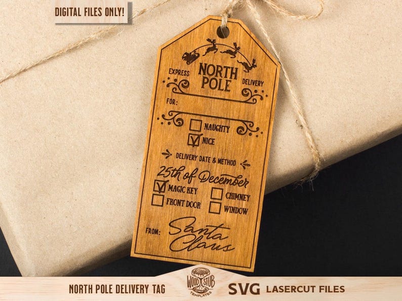 Polo Norte SVG, Navidad SVG, Etiqueta del Polo Norte, Etiqueta de entrega SVG, Glowforge de Navidad, Etiqueta de regalo SVG, Glowforge SVG, Archivo cortado con láser imagen 4