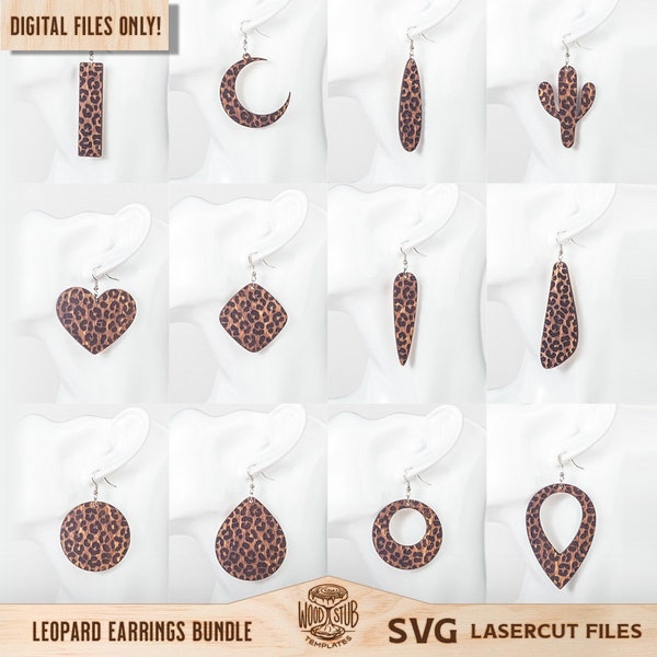 Leopard Ohrringe SVG, Ohrringe SVG, Leopard Ohrring Bundle, Leopard Print Ohrringe, Leder Ohrringe svg, Glowforge svg, Laser geschnitten Datei