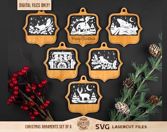 Christmas Ornaments SVG, Family Ornament SVG, Christmas svg bundle, Christmas Glowforge, Ornaments svg, Glowforge svg