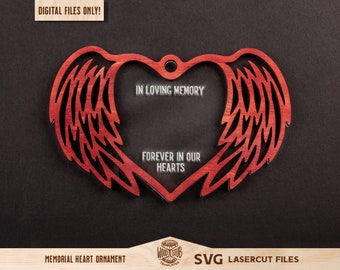 Memorial SVG, Memorial Ornament, Memorial gift, Memorial laser file, Glowforge svg, Laser cut file, Angel wings