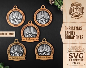 Family Ornament SVG, Christmas Ornaments SVG, Christmas laser file, Christmas Glowforge, Ornaments svg, Glowforge svg, Laser cut file