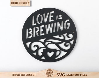 Signo SVG de café, Signo de café SVG, Cita de café svg, Signo redondo de café, Arte de la pared del café, Café svg, Glowforge svg, Archivo cortado por láser