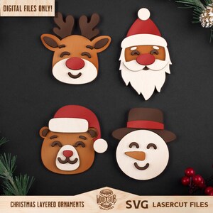 Christmas Ornaments SVG, Layered Ornaments SVG, Christmas svg, Christmas Glowforge, Ornaments svg, Family laser file, Glowforge svg