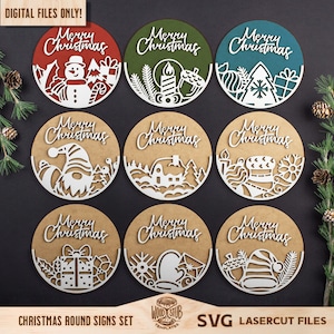 Sinal de Natal SVG, enfeites de Natal, cabide de porta de Natal, Natal Glowforge, enfeites svg, cabide de porta svg, Glowforge svg