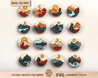 Mountain Landscape Earrings SVG: Laser Cut File (Digital Download)