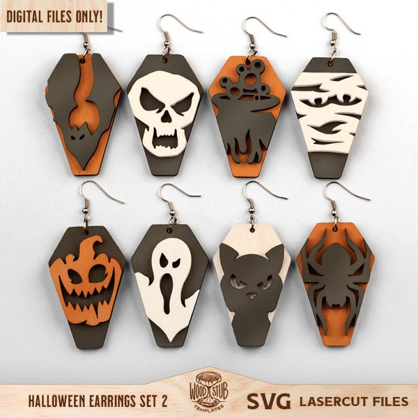 Halloween Earrings SVG, Earrings SVG, Halloween SVG, Pendant Earrings svg, Earrings Glowforge, Glowforge svg, Laser cut file