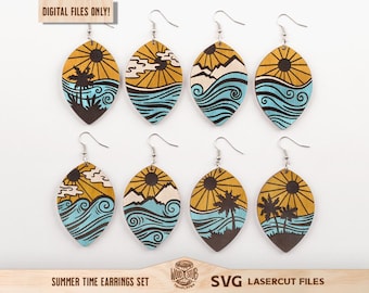 Beach Earrings SVG: Laser Cut File for Glowforge (Digital Download)