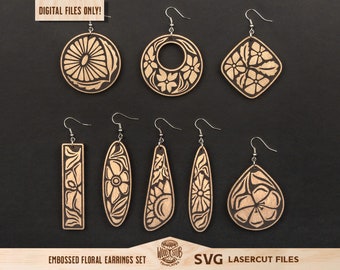 Floral Earrings SVG, Flower Earrings SVG, Earrings laser file, Boho Earrings svg, Earrings Glowforge svg, Glowforge svg, Laser cut file
