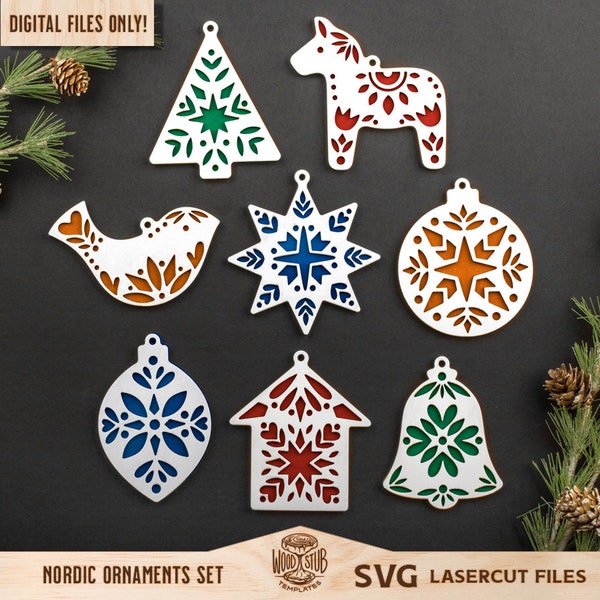 Christmas Ornaments SVG, Family Ornament SVG, Nordic Ornaments svg, Scandinavian style, Ornaments svg, Hygge svg, Glowforge svg