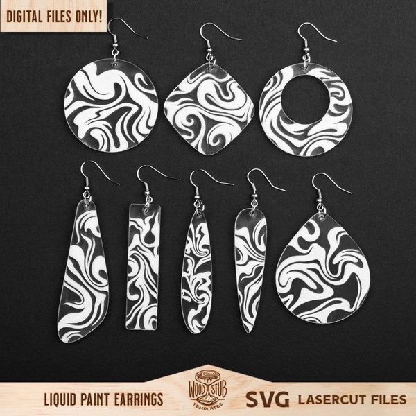 Liquid Paint Earrings SVG, Abstract Earrings SVG, Geometric Earrings SVG, Earrings laser file, Earrings Glowforge svg, Glowforge svg
