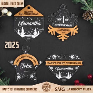 SVG de la primera Navidad del bebé, SVG del primer adorno navideño, archivo láser navideño, Glowforge navideño, SVG de adornos, SVG del primer bebé