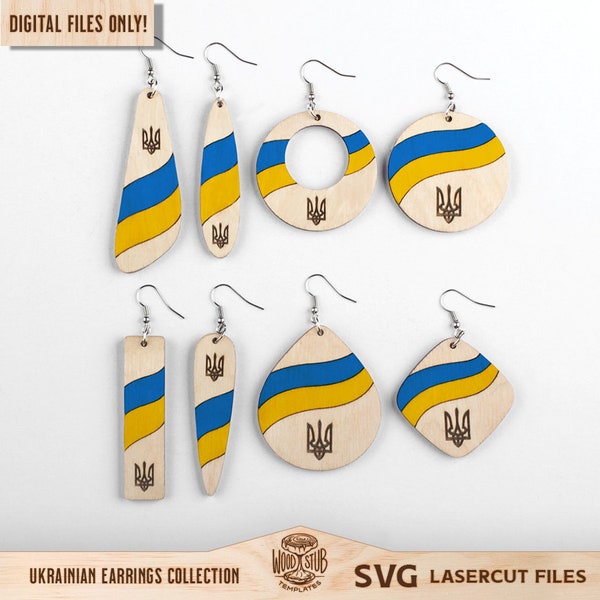 Ukraine Earrings SVG, Ukrainian Earrings SVG, Ukraine Flag Earrings, Earrings laser file, Earrings Glowforge svg, Glowforge svg