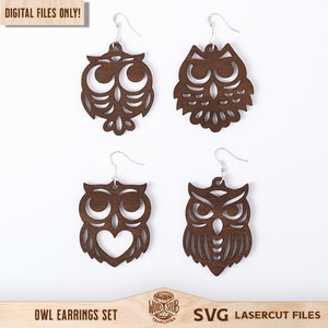 Orecchini gufo SVG, orecchini SVG, orecchini animali SVG, gufo in formato SVG, taglio laser gufo, Glowforge in formato SVG, file di taglio laser