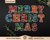 Christmas Alphabet SVG, Christmas Letters SVG, Alphabet laser cut, Christmas svg, Christmas Letter svg, Christmas ornaments, Glowforge svg